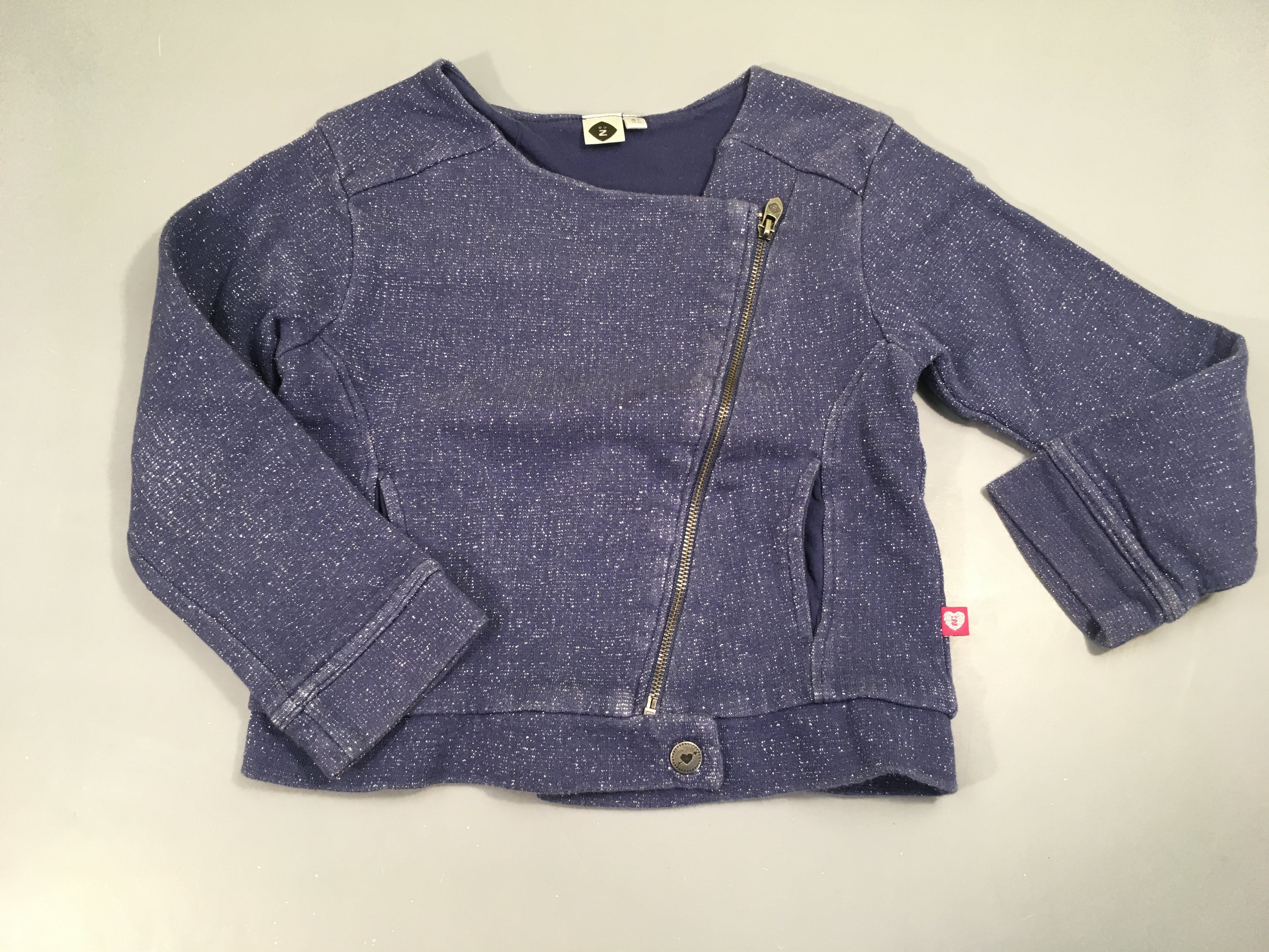 Sweat zippé bleu pailleté argent