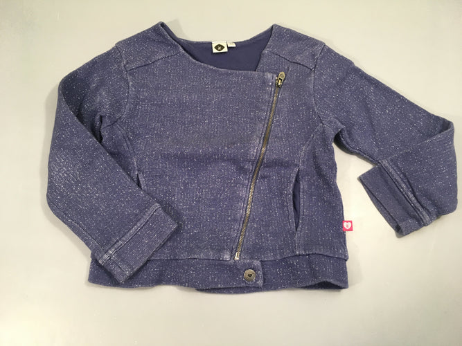 Sweat zippé bleu pailleté argent, moins cher chez Petit Kiwi