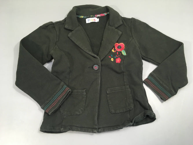 Blazer molleton noir avec broderies fleurs, moins cher chez Petit Kiwi