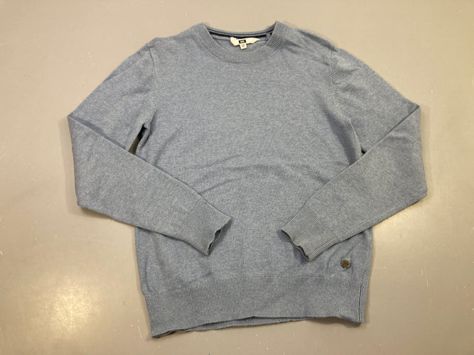 Pull bleu ciel chiné, maille fine, moins cher chez Petit Kiwi