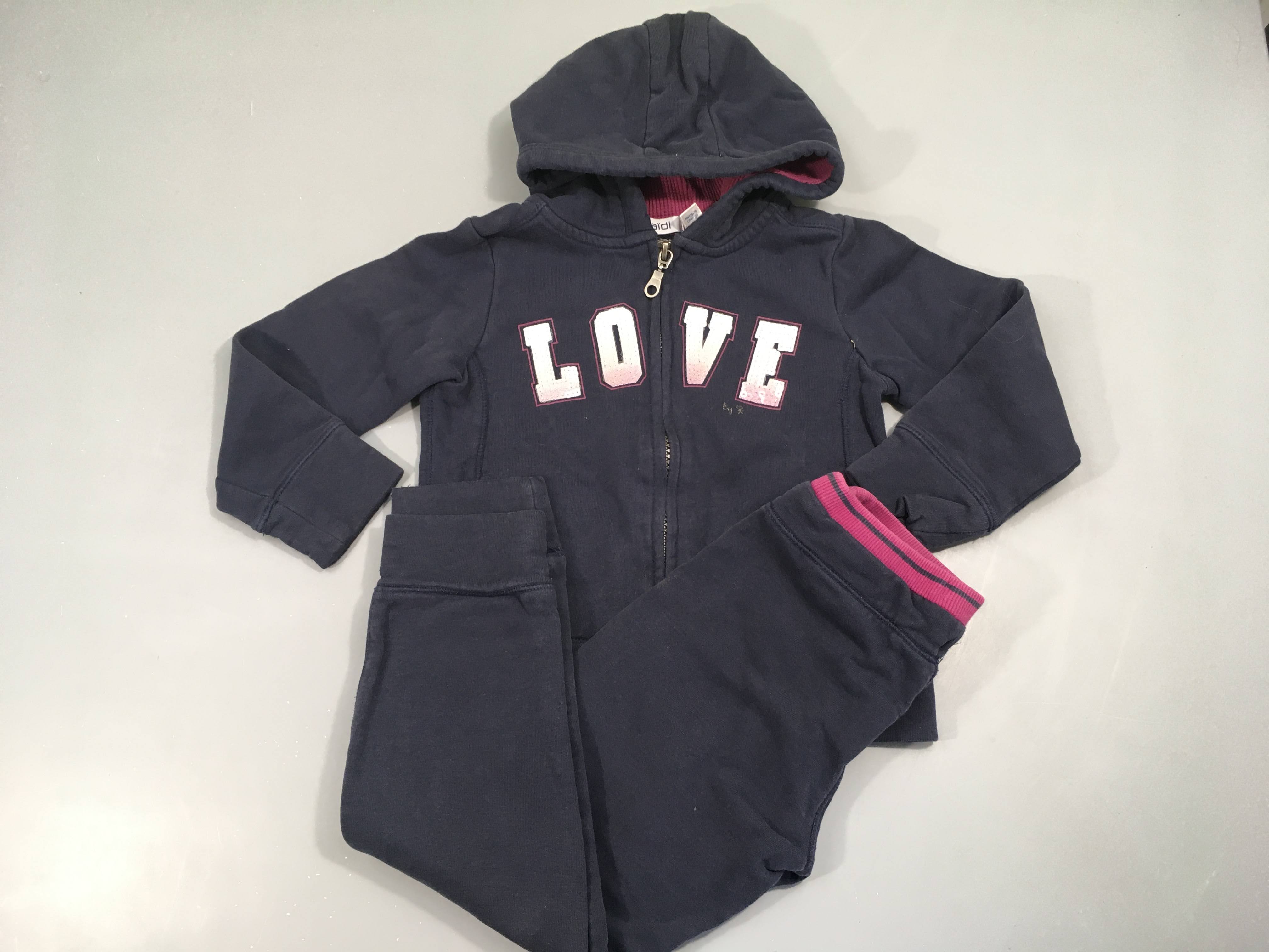 Training 2 pcs sweat à capuche zippé bleu foncé , Love/bas bleu foncé