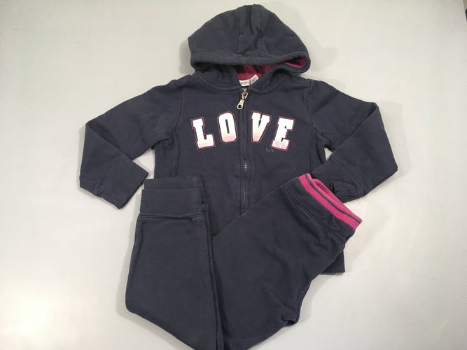 Training 2 pcs sweat à capuche zippé bleu foncé , Love/bas bleu foncé, moins cher chez Petit Kiwi