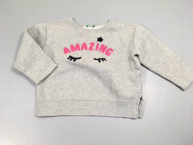 Sweat gris clair , amazing, moins cher chez Petit Kiwi