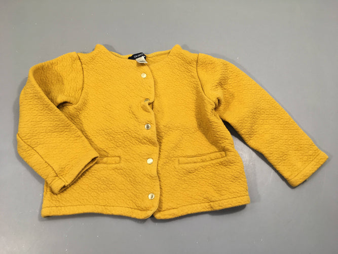 Gilet molleton moutarde avec pressions, moins cher chez Petit Kiwi