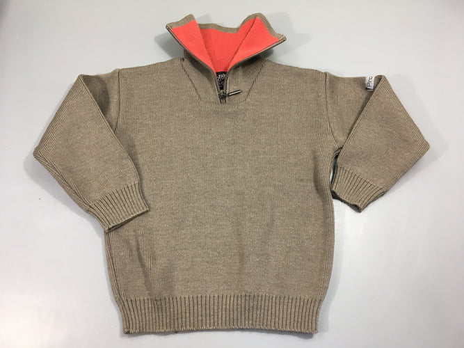 Pull beige col montant, moins cher chez Petit Kiwi