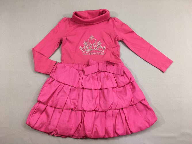 Robe bi-matière m.l rose jersey princess, bas satiné, moins cher chez Petit Kiwi