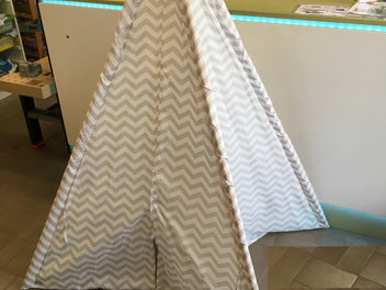Tente tipi blanche chevrons gris, Bibi, Atmosphera, Maison du monde, 160x120x120cm
