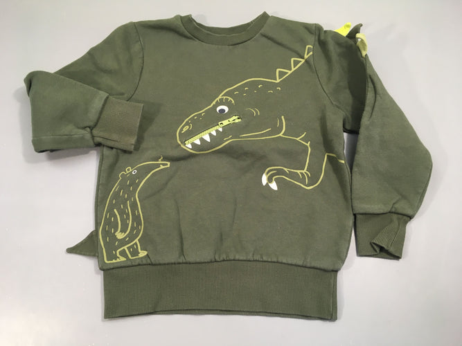 Sweat kaki dinosaure, moins cher chez Petit Kiwi