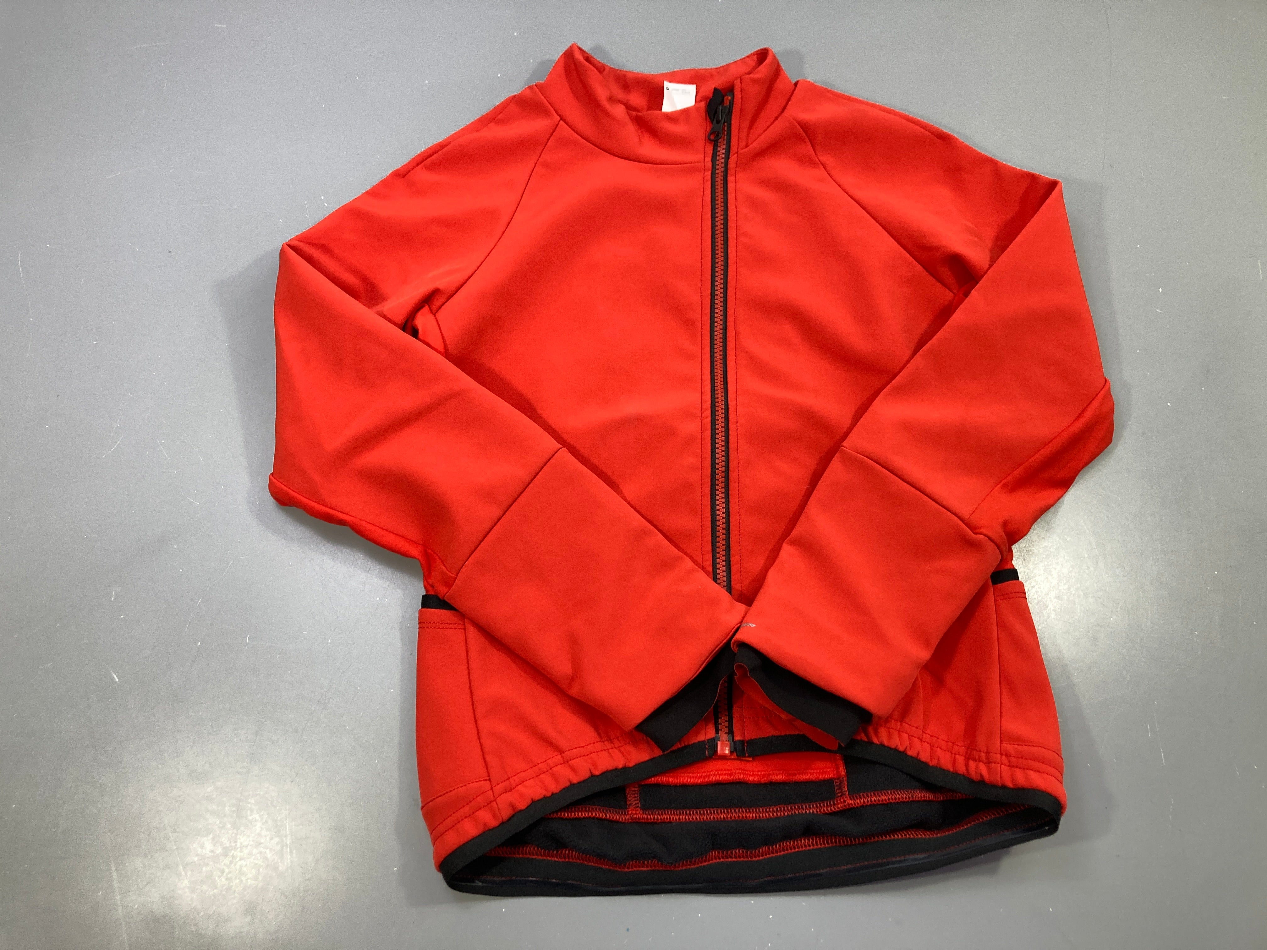 Veste zippée rouge, softshell, poches dos Rockrider