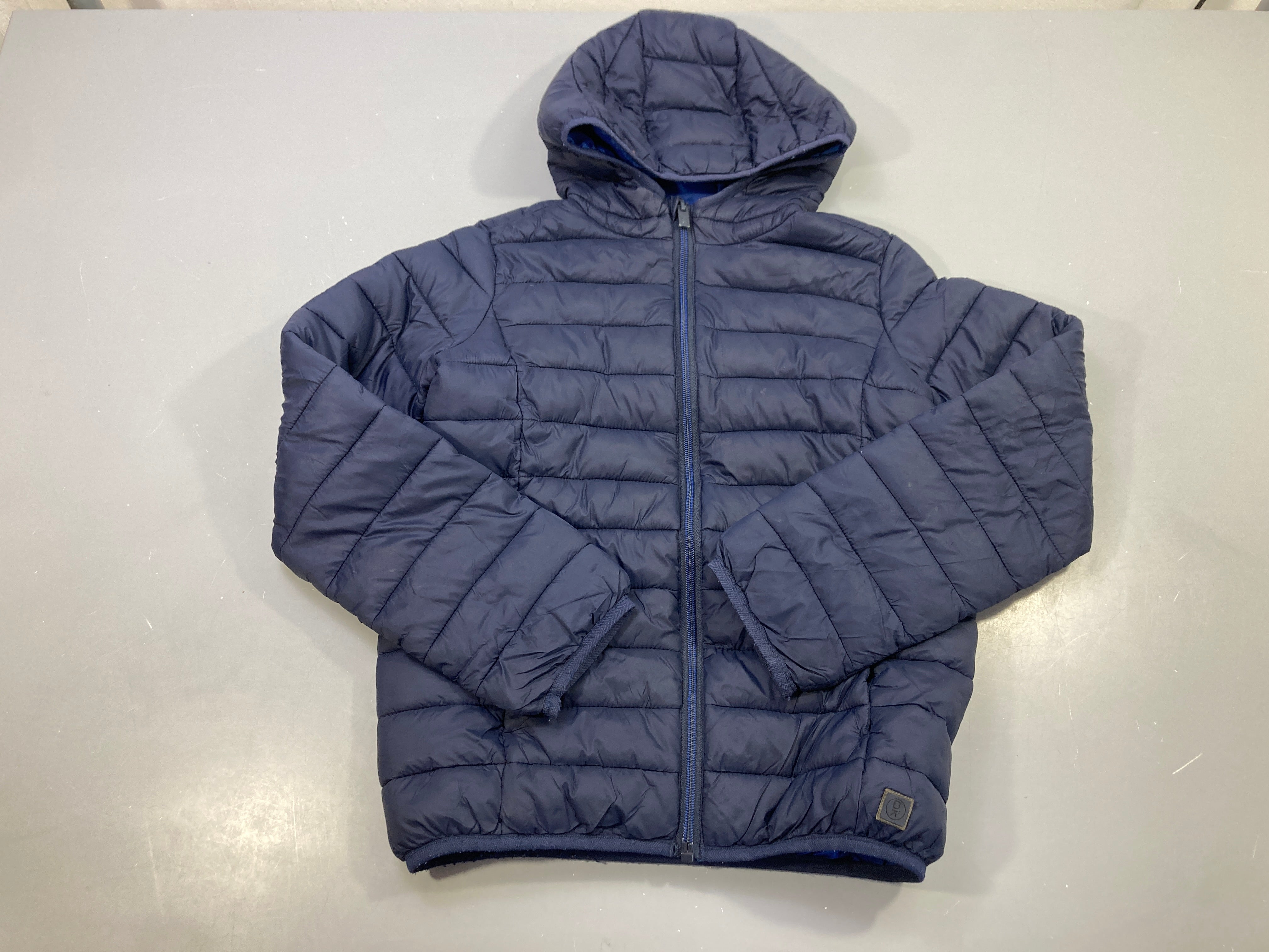 Doudoune light zippée capuche bleu marine, doublure polaire