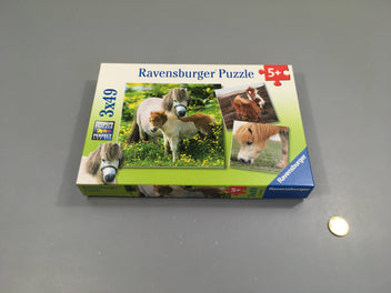 Complet 3 puzzles 49pcs chevaux, 5+