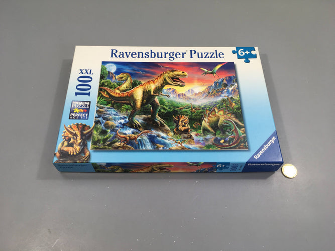 Complet puzzle 100pcs dinosaures, 6+, moins cher chez Petit Kiwi