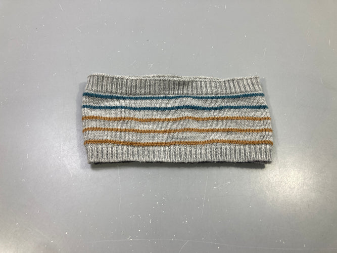 Snood mailles grises rayé brun bleu, moins cher chez Petit Kiwi