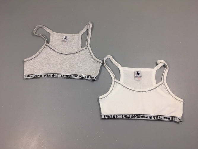 Lot de 2 brassières blanc/gris, moins cher chez Petit Kiwi
