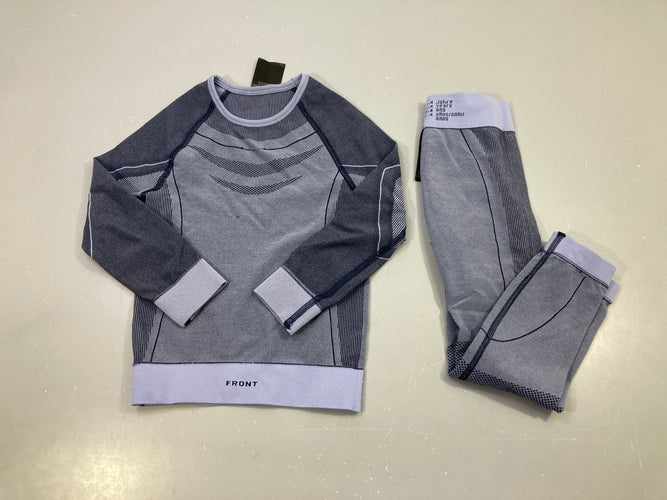 T-shirt m.l thermique bleu + legging, moins cher chez Petit Kiwi