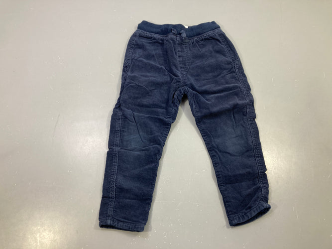 Pantalon bleu foncé velours côtelé, moins cher chez Petit Kiwi