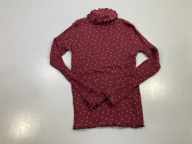 T-shirt m.l col roulé bordeau pois roses, moins cher chez Petit Kiwi