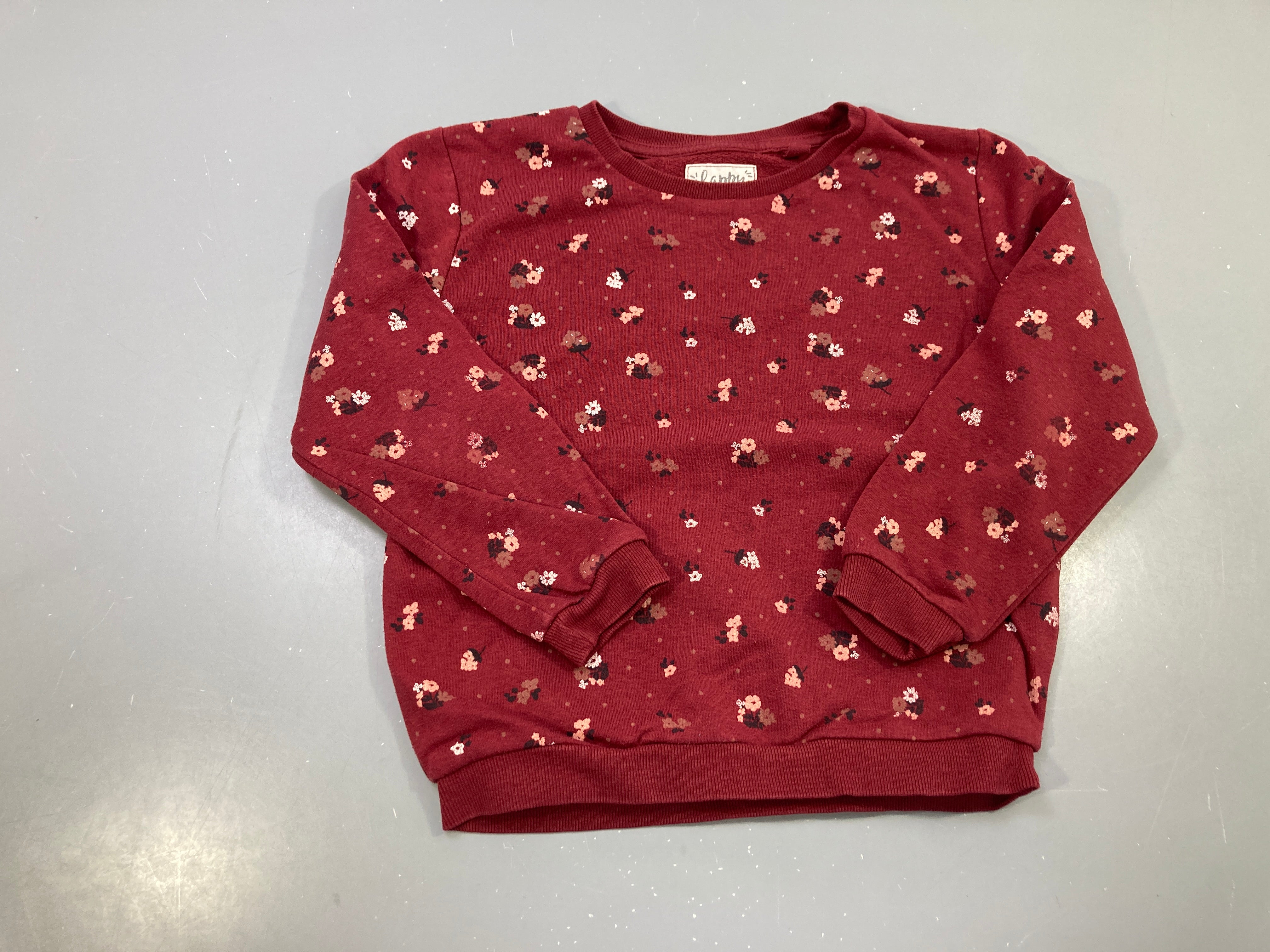 Sweat bordeau fleuri