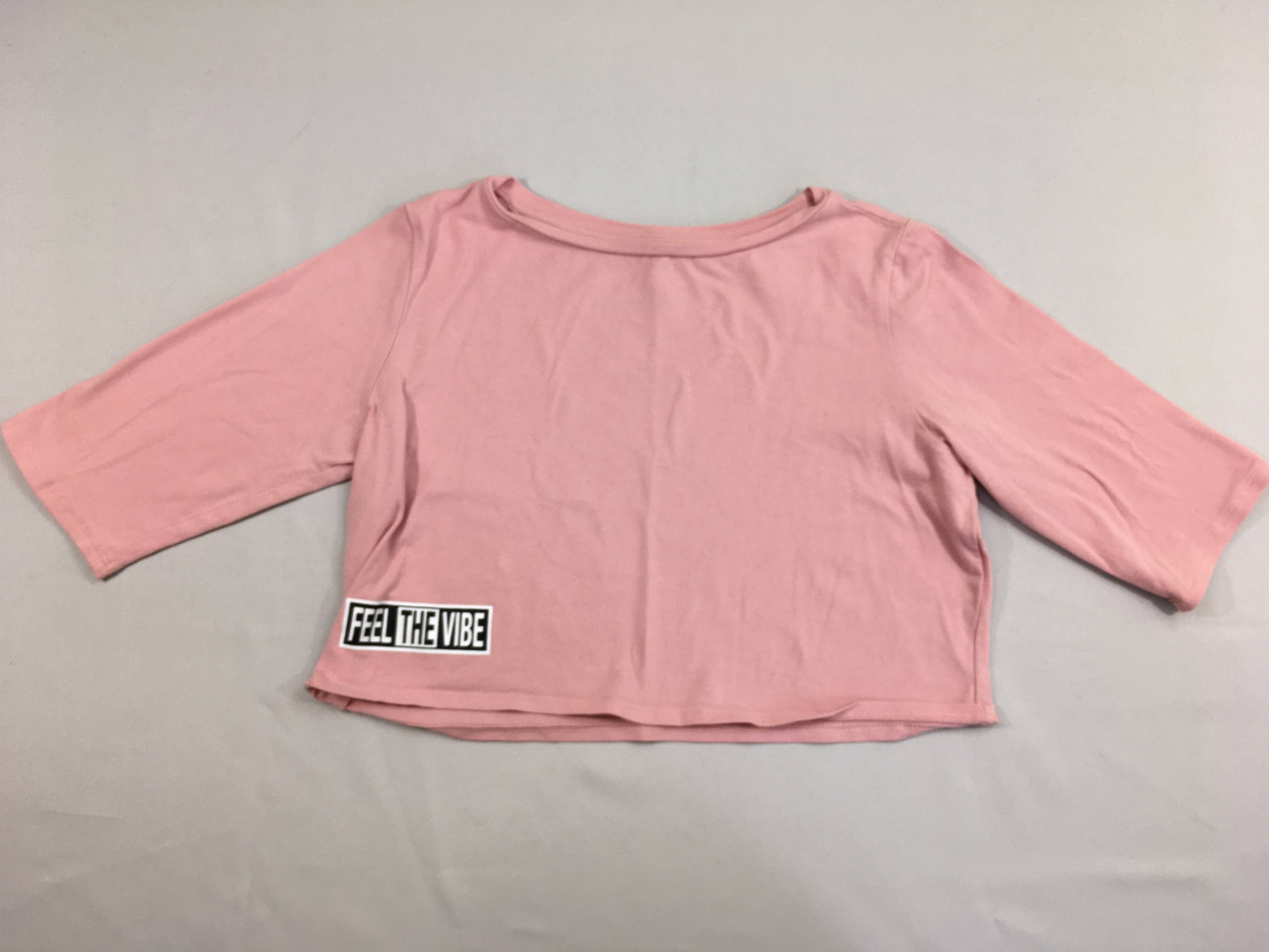 T-shirt court manches 3/4 rose feel the vibe