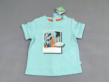 NEUF t-shirt m.c bleu clair polaroid poissons