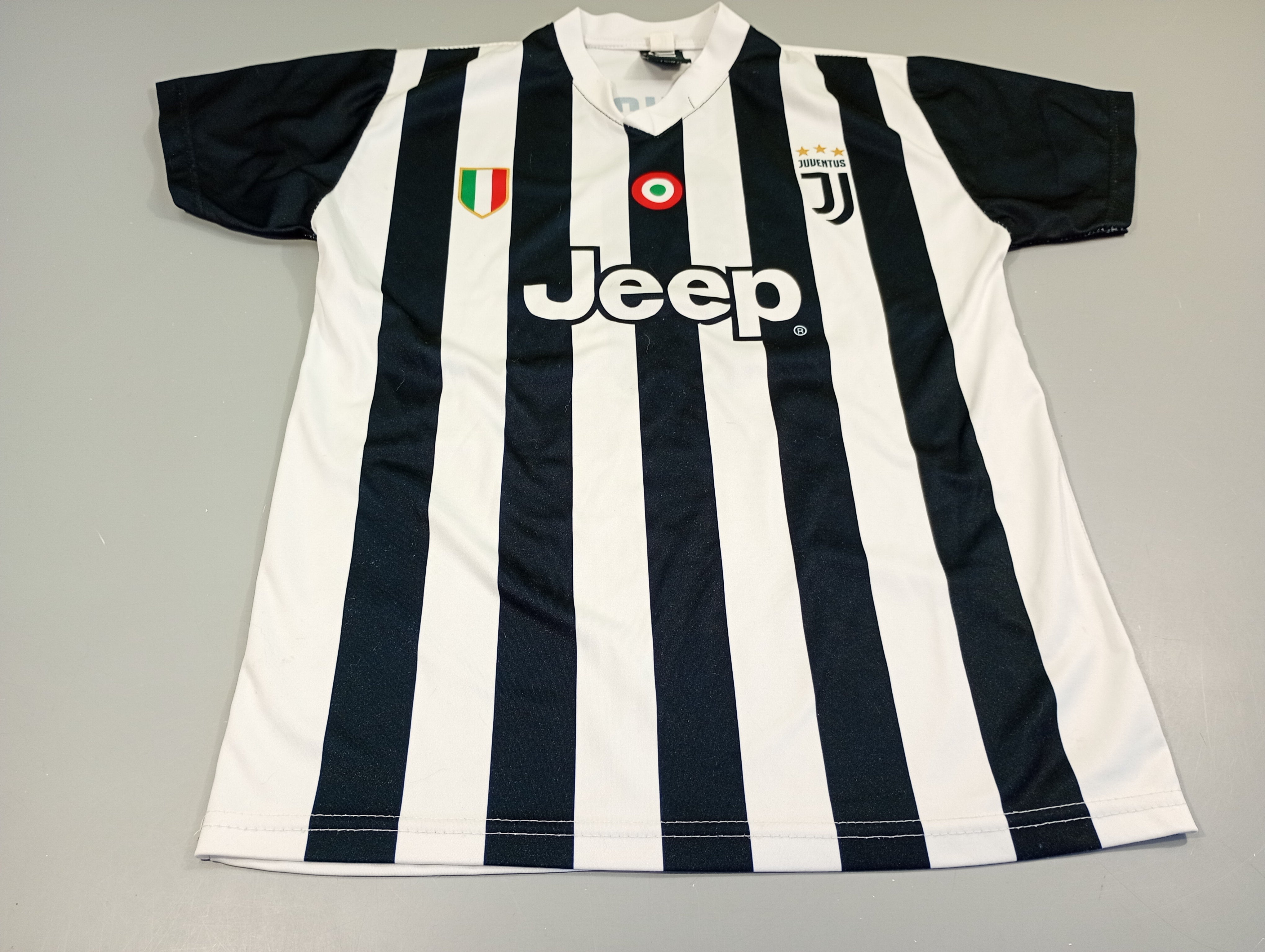 T-shirt  Maillot m.c de foot blanc ligné noir 