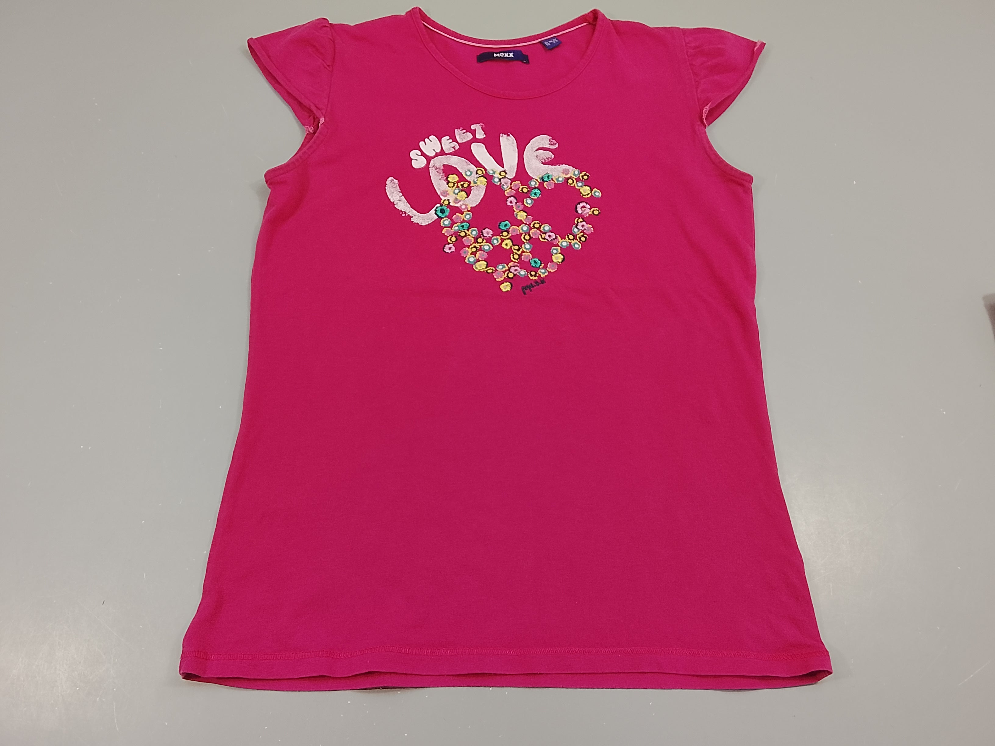 T-shirt m.c rose fuchsia, coeur  