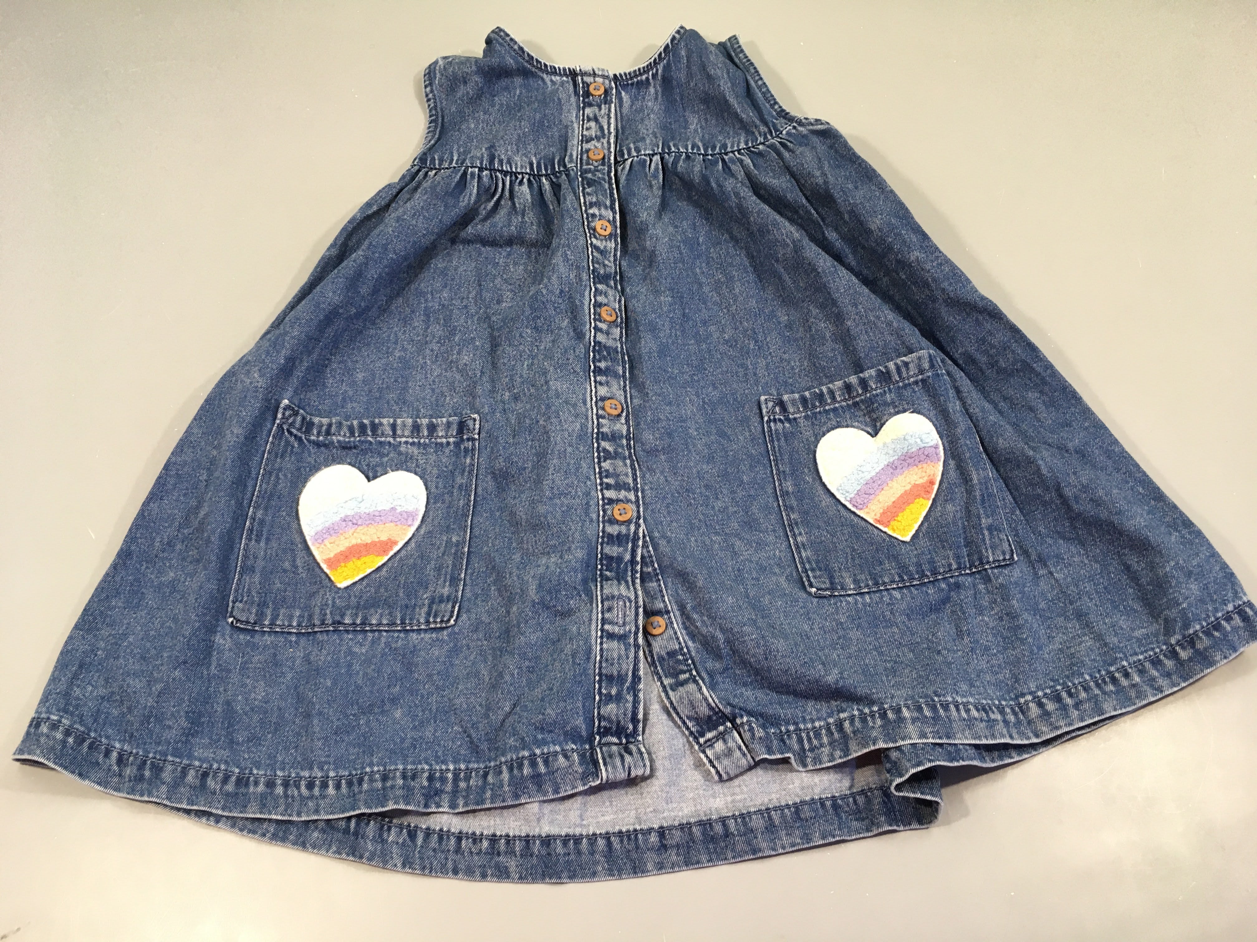 Robe s.m denim  , coeur arc-en-ciel