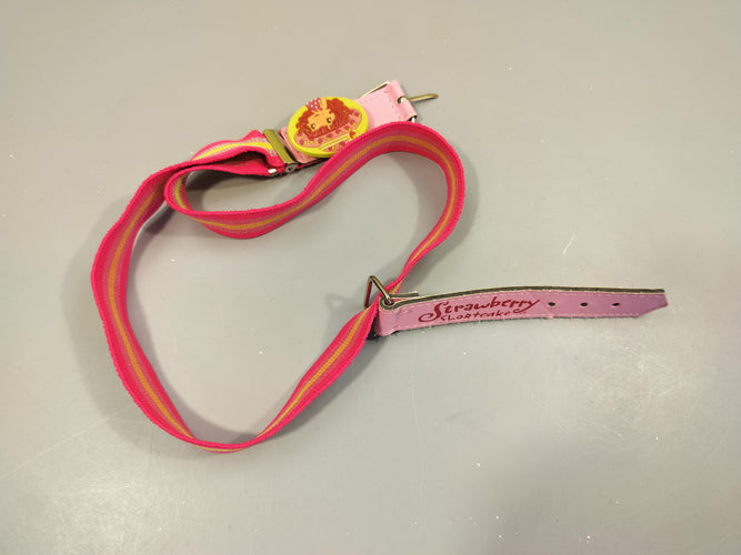 Ceinture élastique rose rayures argentées et verte. Charlotte aux fraises, moins cher chez Petit Kiwi