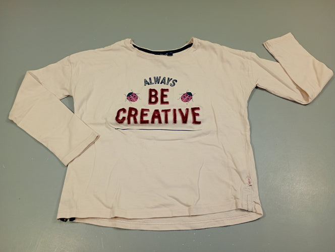 T-shirt m.l rose très pâle  écriture relief bordeau "Be creative", moins cher chez Petit Kiwi