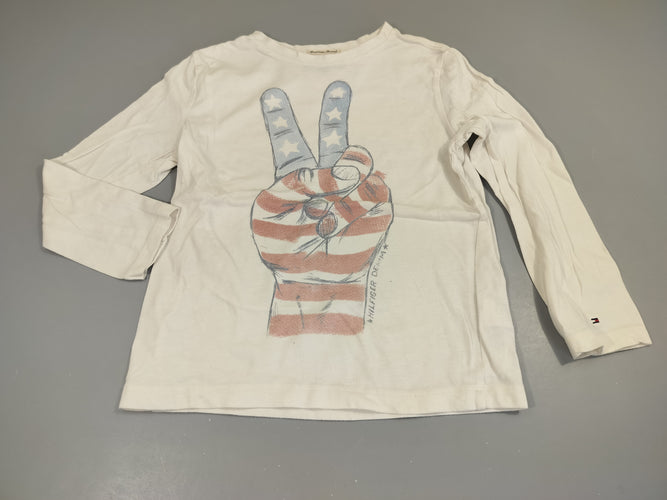 T-shirt m.l blanc signe de paix, drapeau américain, moins cher chez Petit Kiwi
