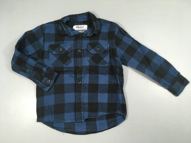 Chemise m.l style flannelle carreau bleu-noir, moins cher chez Petit Kiwi