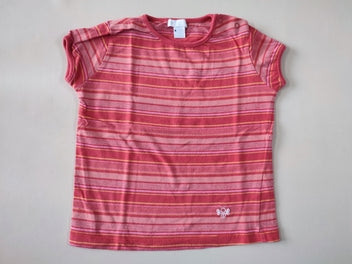 T-shirt m.c rouge rayé orange/rose