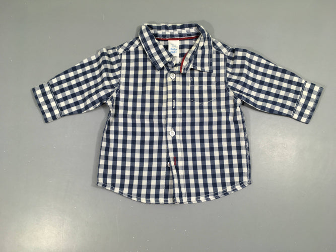 Chemise m.l à carreaux blanc-bleu, moins cher chez Petit Kiwi