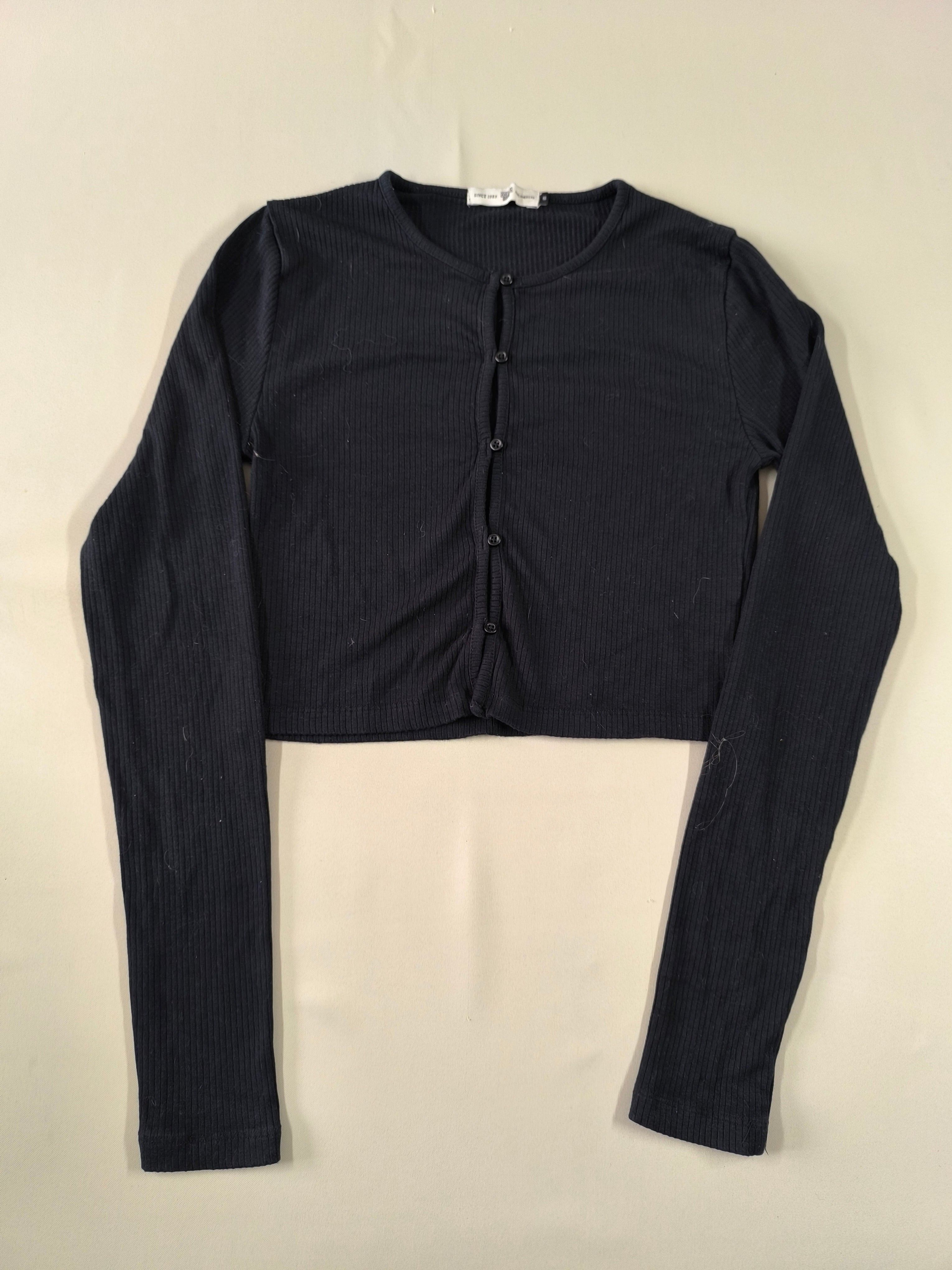 Gilet court noir cotelé, M