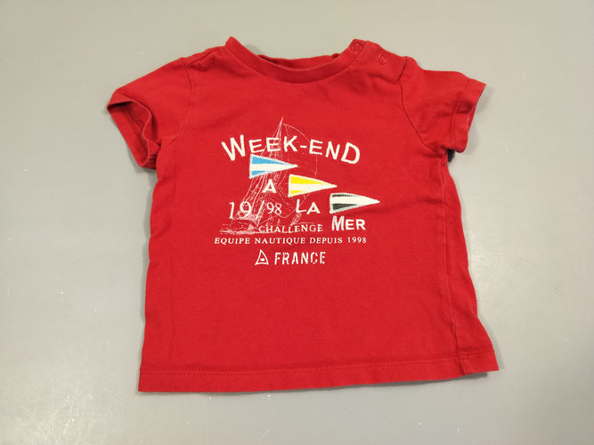 T-shirt m.c rouge drapeaux "week-ens" 100% coton, moins cher chez Petit Kiwi