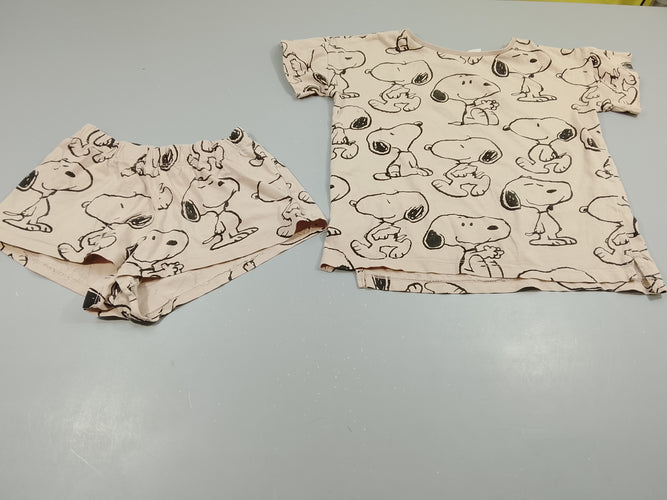 Pyjama jersey 2pcs  short + t-shirt m.c brun Snoopy, moins cher chez Petit Kiwi