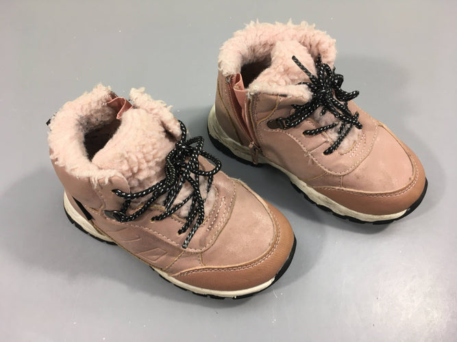 Bottines fourrées zippées roses , POINTURE 24, moins cher chez Petit Kiwi