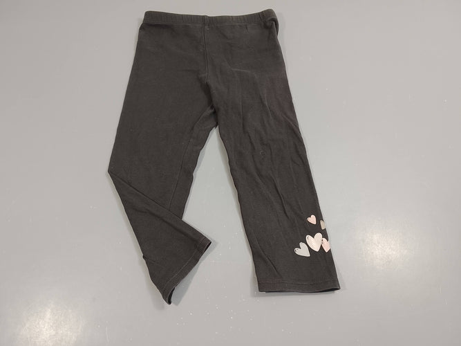 Legging anthracite, coeurs sur le dessous, moins cher chez Petit Kiwi