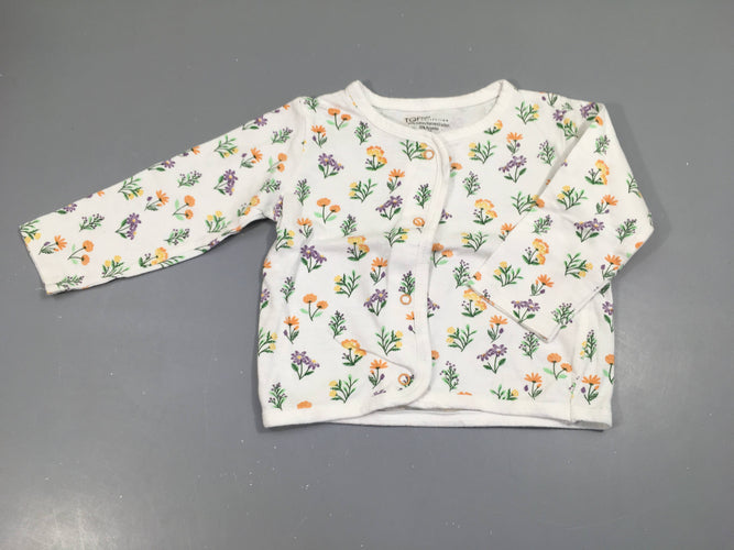 gilet jersey blanc  avec fleurs, moins cher chez Petit Kiwi