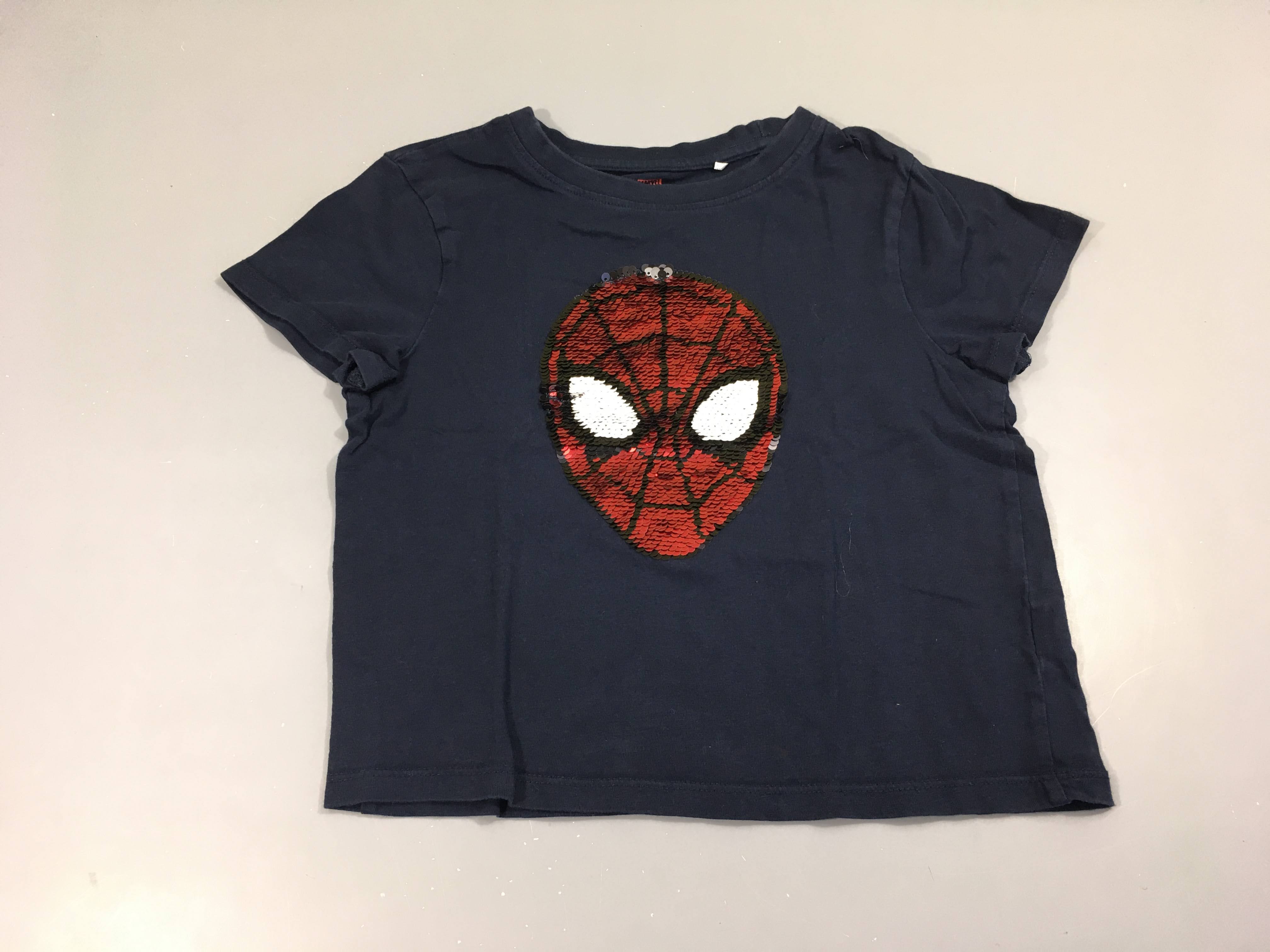 T-shirt m.c bleu foncé spiderman sequins réversibles