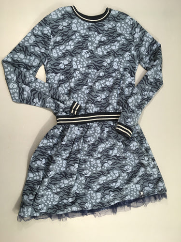 Robe m.l molleton bleu vagues, tulle, moins cher chez Petit Kiwi