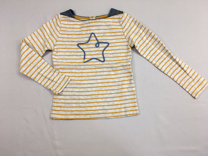 T-shirt m.l gris clair rayé jaune étoile, moins cher chez Petit Kiwi