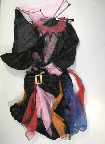 Déguisement Halloween robe de sorcière velours noir + chapeau + ceinture, moins cher chez Petit Kiwi