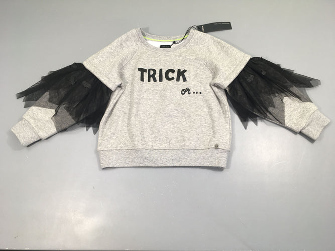 NEUF sweat gris flammé tulle manches chauve-souris trick Halloween, moins cher chez Petit Kiwi
