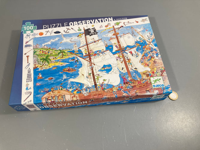 Puzzle d'observation & Poster Pirates 100pcs Complet, moins cher chez Petit Kiwi