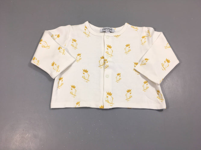 Gilet jersey blanc perroquets Kapoline, moins cher chez Petit Kiwi