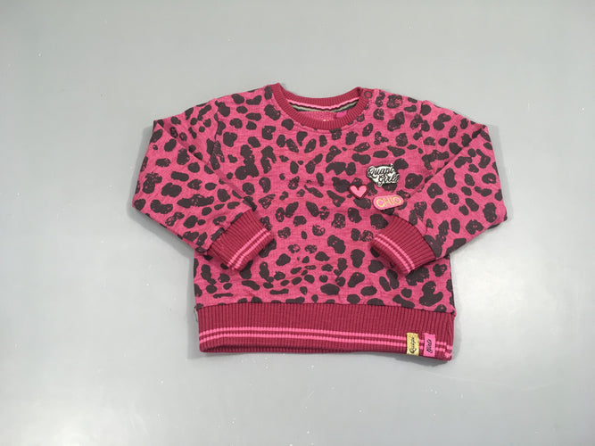 Sweat rose motifs léopard Quapi, moins cher chez Petit Kiwi