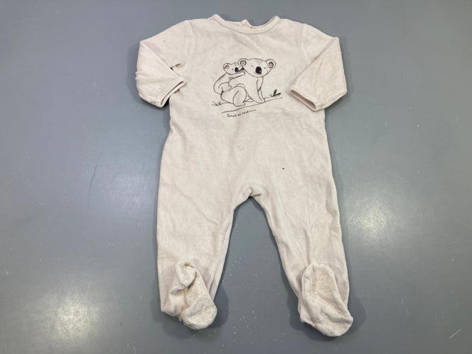 Pyjama velours blanc grisé koalas, moins cher chez Petit Kiwi