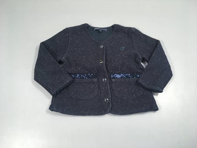 Gilet molleton bleu foncé pailleté, moins cher chez Petit Kiwi