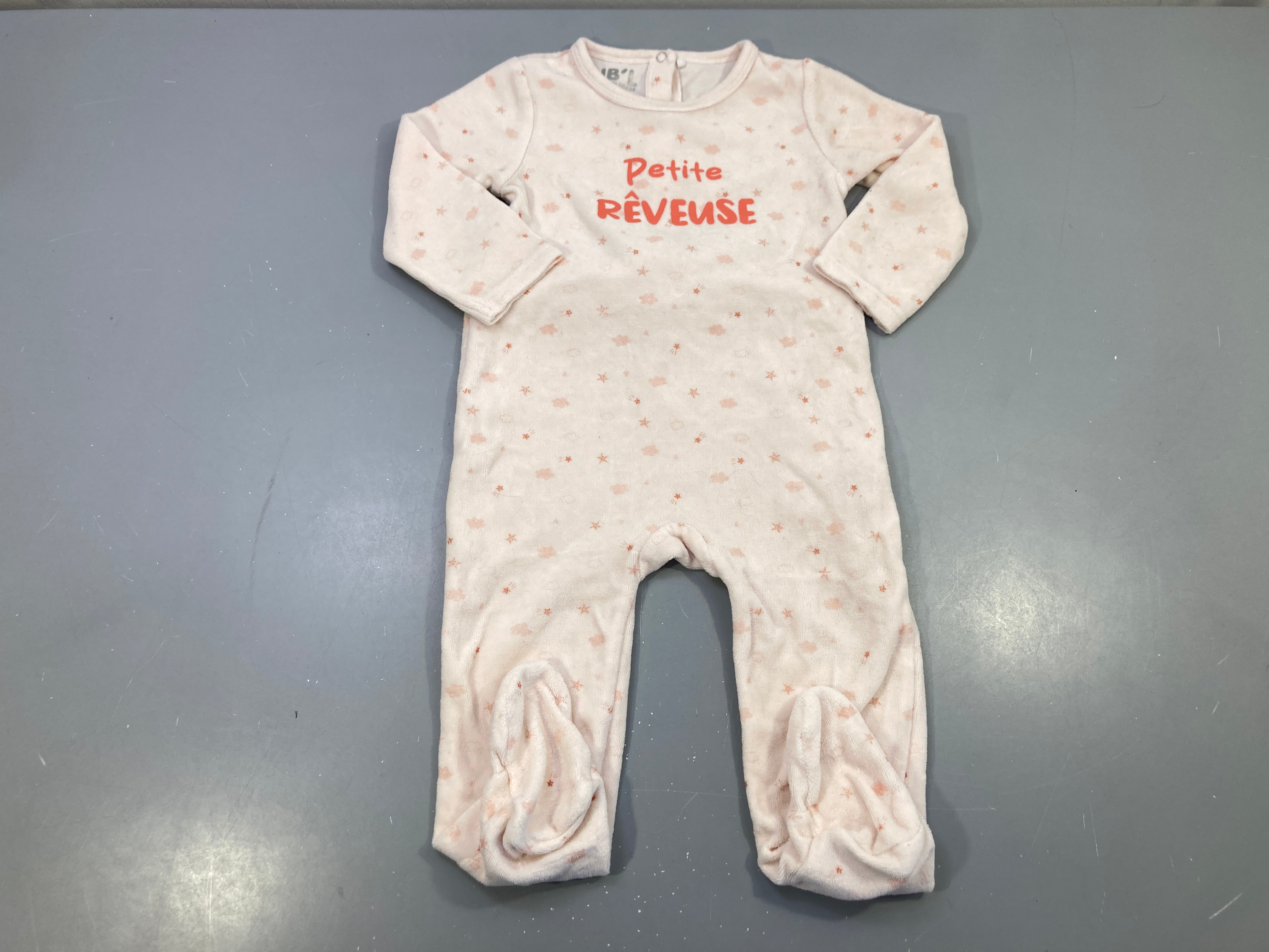 Pyjama velours rose pâle petite rêveuse